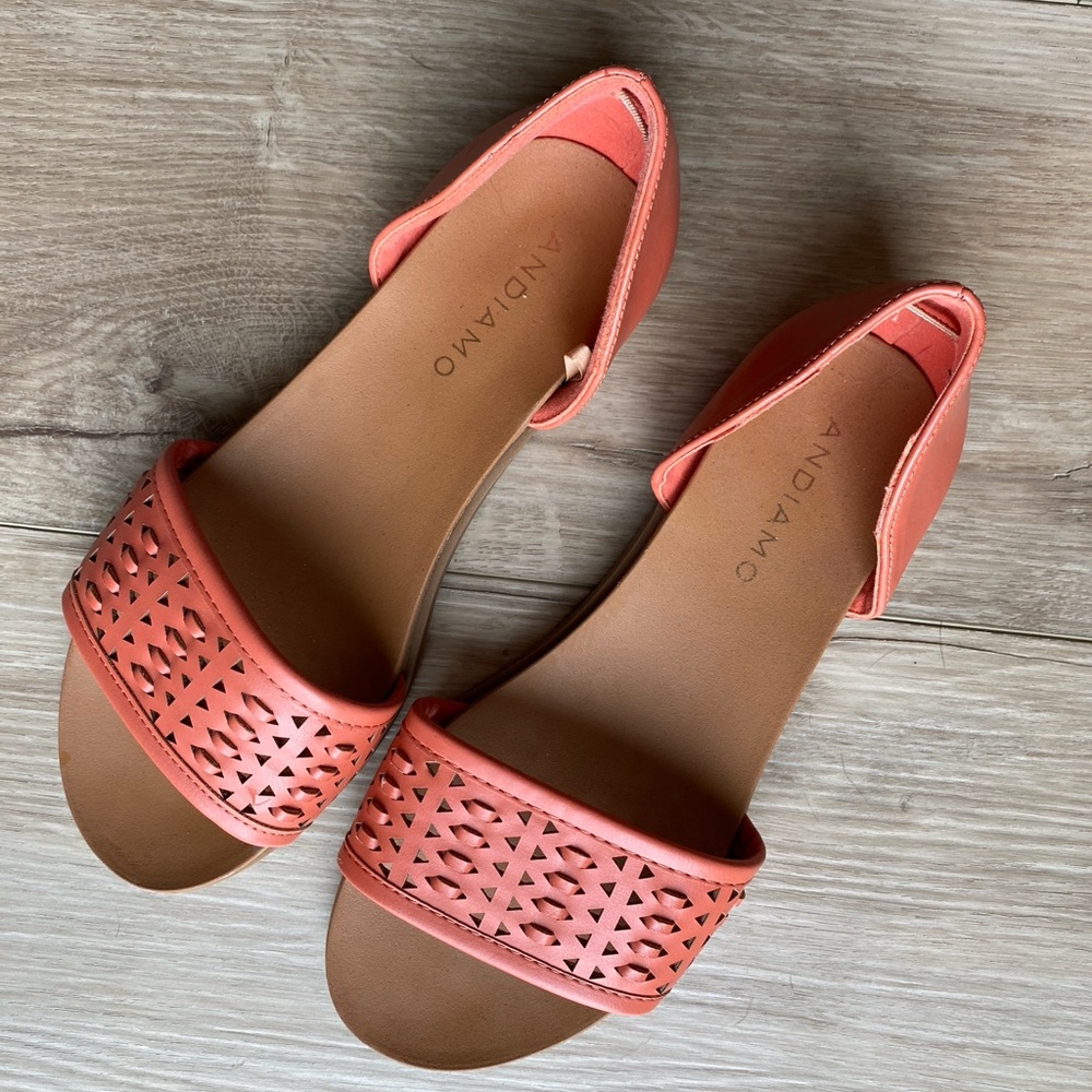 Andiamo Women's Orange Laser Cut Open-Toe Sandals